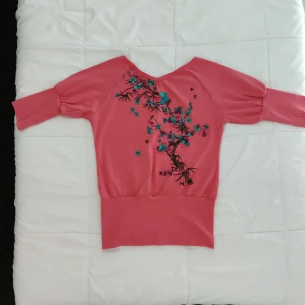 Peach Pink Half Sleeve Top
